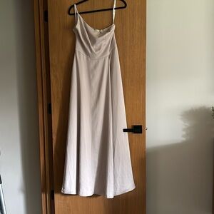 One shoulder David’s Bridal dress. Size 8 in color biscotti